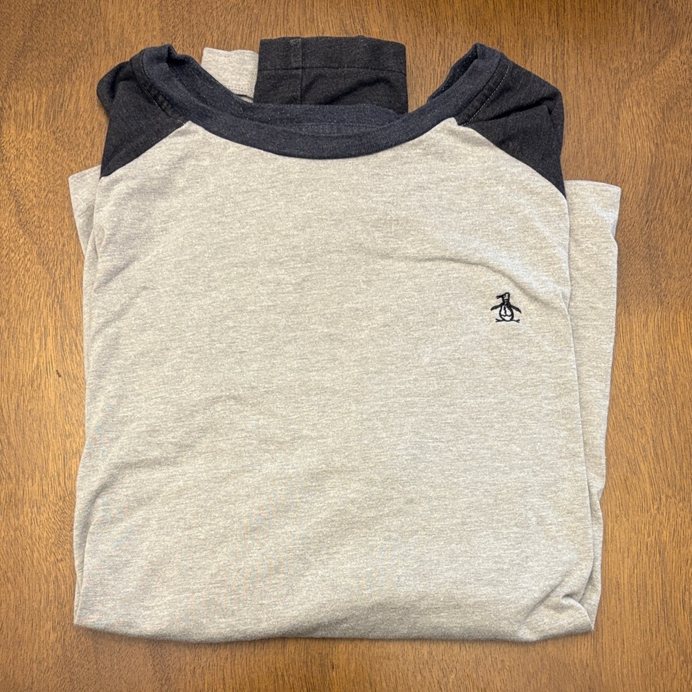 Original Penguin Gray and Black Long Sleeve Tee